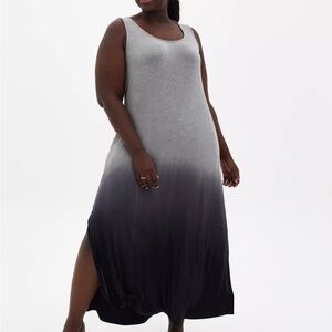 Torrid (NWT) Black Grey Ombre Side slit super soft maxi length dress